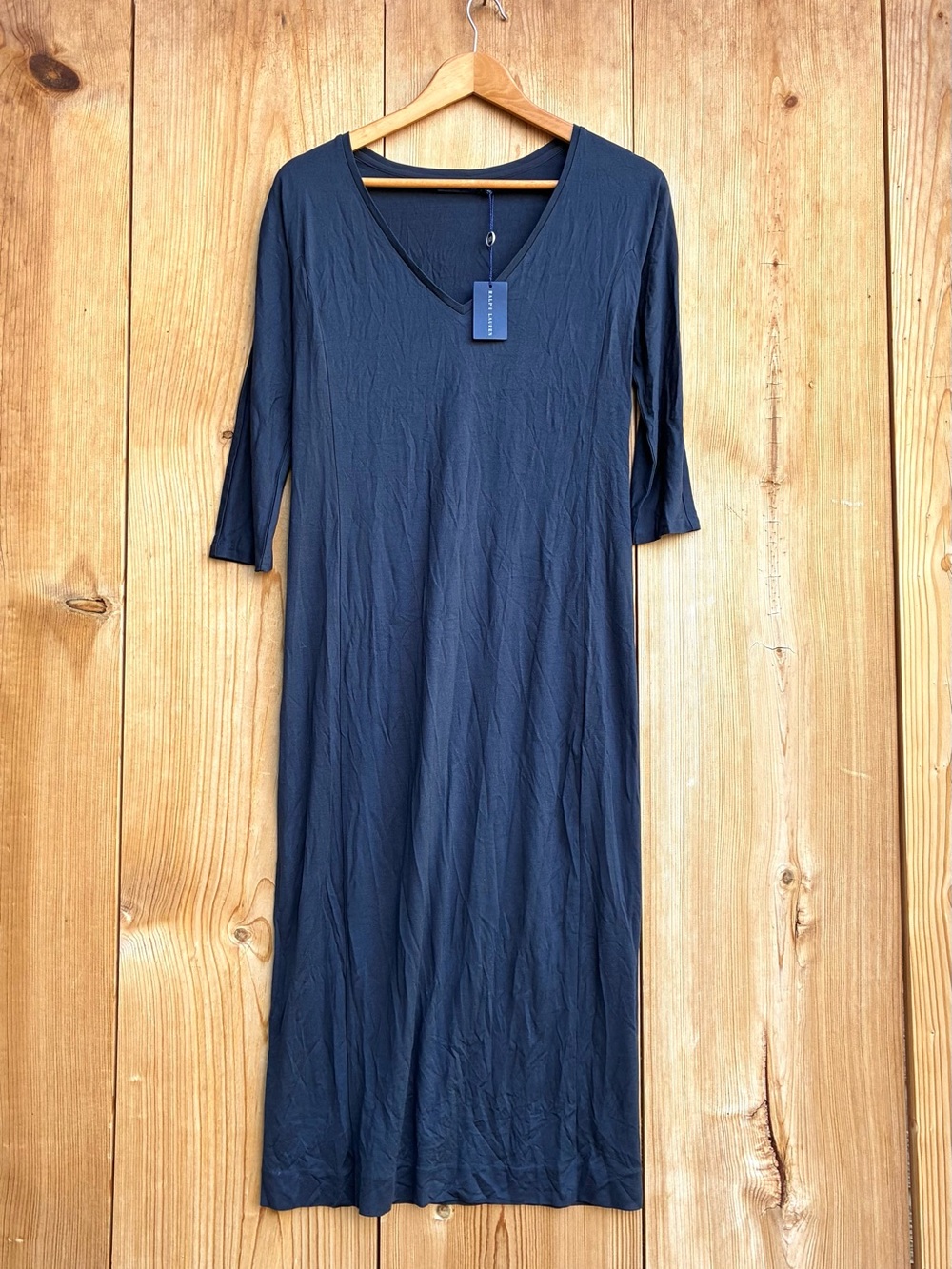 Ralph Lauren NWT Navy Blue Silk Blend 3/4 Sleeve T-Shirt Dress Sz Medium